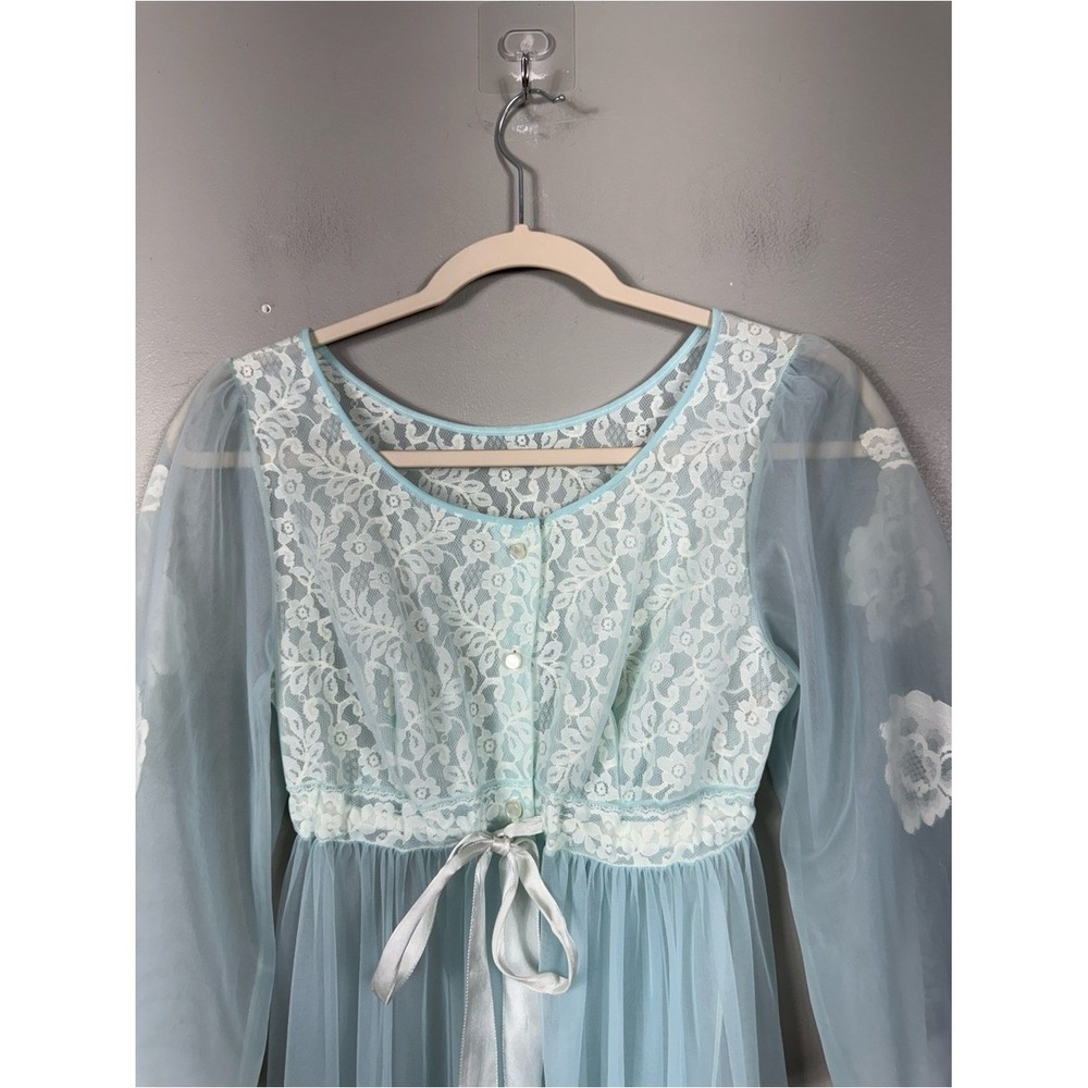 Vintage Sheer Embroidered Maxi Dress Romantic Fairy Whimsical Coachella Lace - Picture 3 of 6